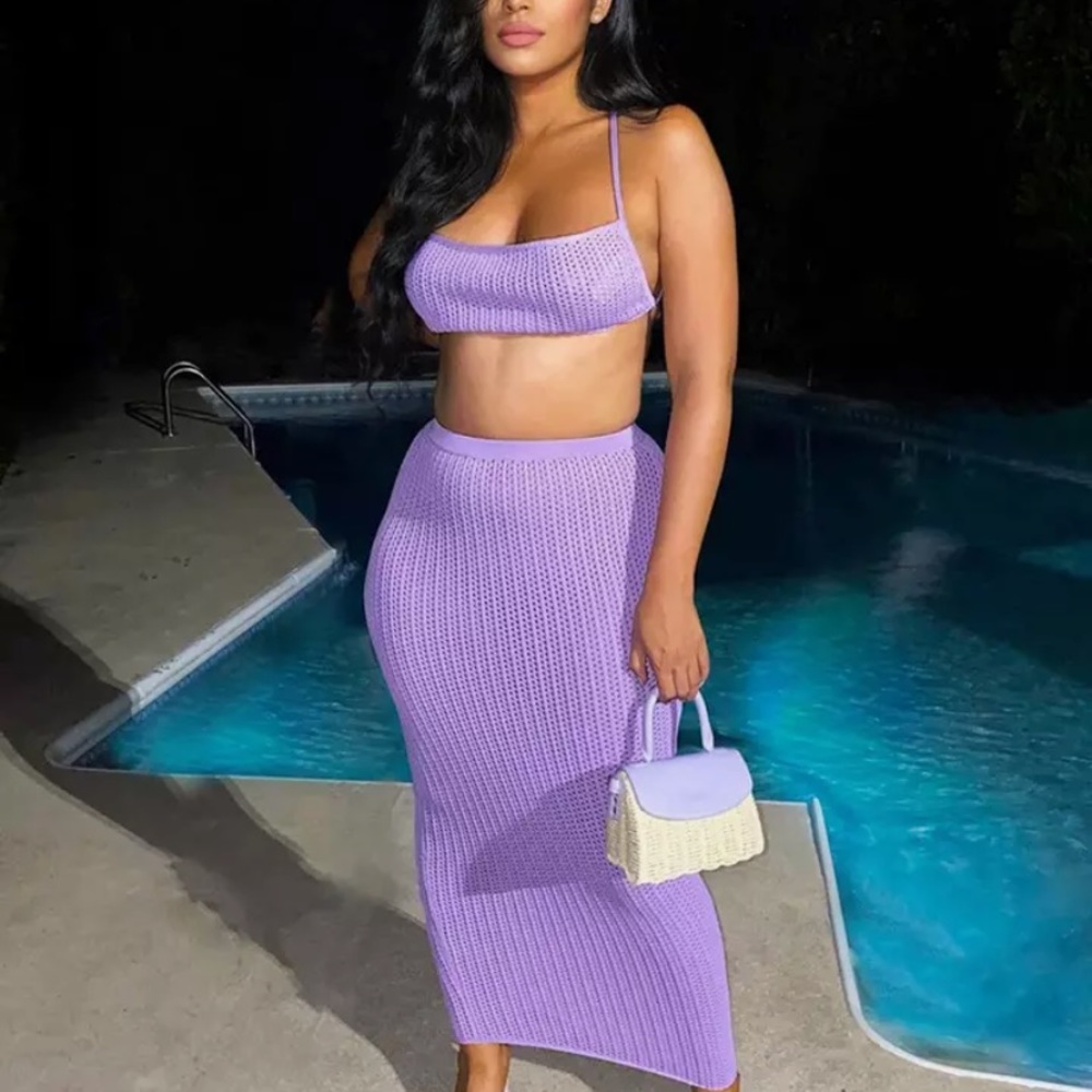 Brand new lavender knit two piece set
